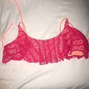 Crochet pink bikini top